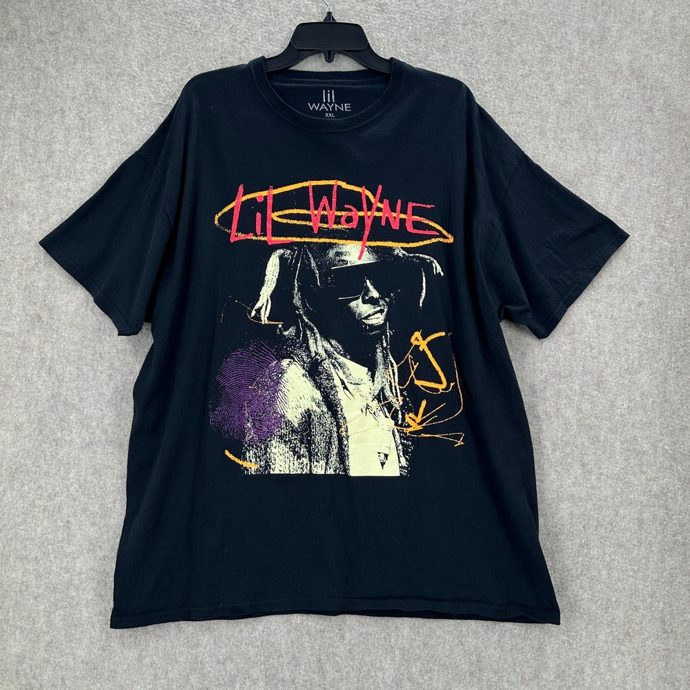 Lil Wayne Graphic T-Shirt Mens XXL Black Short Sleeve Hip Hop Rap Tee 2022